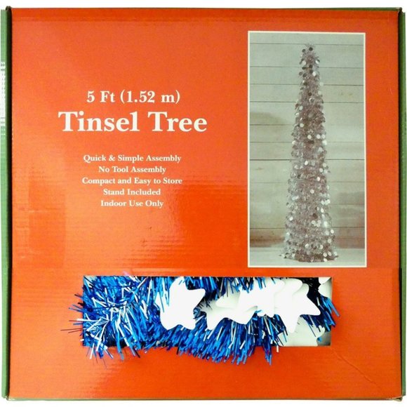 5 ft. Pop Up Christmas Tinsel Tree Collapsible wit - Picture 3 of 4